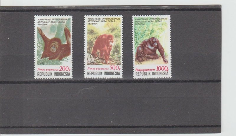 Indonesia  Scott#  1479-1481  MNH  (1991 Int'l Conference on the Great Apes)