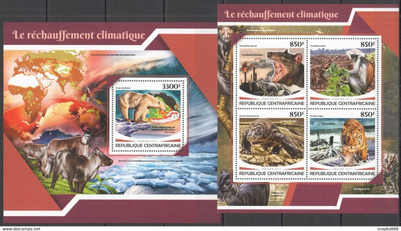 2017 Central Africa Global Warming Animals Tigers #7355-8+Bl1672 ** Fd0780