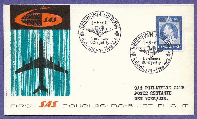 SAS  COPENHGEN / NEW YORK, 1960 FIRST DC-8 FLIGHT AIRMAIL COVER
