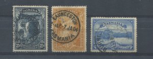 Tasmania 1899 2 1/2d, 4d, and 5d used