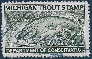 US 1957 MI Trout Stamp used