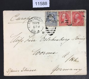 MOMEN: US STAMPS # 246, 250, 252 DEC 5 1895 POSTAL COVER USED LOT #11588