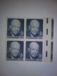 SCOTT # 1393 EFO GUTTER SNIPE EISENHOWER BLOCK OF 4 GEM MNH 1971 AMAZING !!!