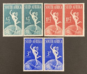 South Africa 1949 #109-11 Pair, UPU, Unused/MH.