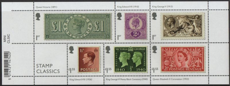 GB, (MSB34) 2019 SGMS4169 Mini Sheet (Barcode), CLASSIC STAMPS, Mint (NH)