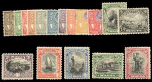 Malta #131-147 Cat$202.85, 1926-27 Postage and Postage, complete set, hinged