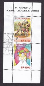 Surinam   #1306-1307b   used    2003  sheet  Christmas