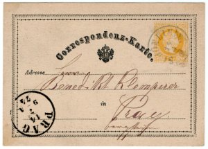 (I.B) Austria Postal : Postcard 2kr (Prague 1874)