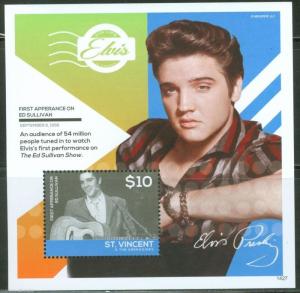 ST. VINCENT   2014 ELVIS PRESLEY 1st APPEARANCE ON ED SULLIVAN  S/S  MINT NH 