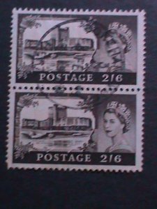 GREAT BRITAIN-1955 SC# 309 QUEEN ELIZABETH II -PAIR USED 68 YEARS OLD VF