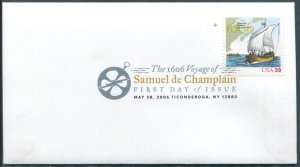 4073 US 39c Samuel de Champlain SA, FDC colored postmark