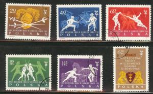 Poland Scott 1146-1151 Used CTO 1963 Fencing set expect similar cancels