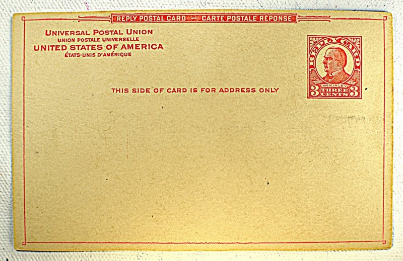 US POSTAL CARD SCOTT #UX37 MCKINLEY 3C UNUSED, 1926