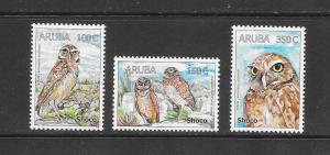 BIRDS - ARUBA #324-26  OWLS  MNH