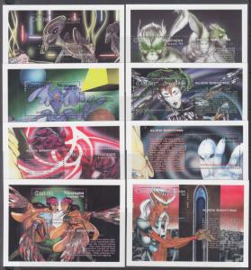 Nicaragua Sc 2020-2027 MNH. 1994 Alien Sightings, cplt set of 8 souvenir sheets