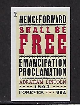 Modern Imperforate Stamps Catalog # 4721a Single Emancipation Proclamation Abe