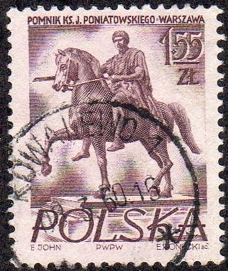 Poland 739 - Used - 1.55z Statue of Prince J. Poniatowski / Horse (1956)