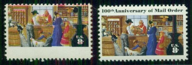 US #1468 8¢ Mail Order 100th Anniversary.. OMITTED at top, COLOR SHIFT  ERROR | United States, General Issue Stamp