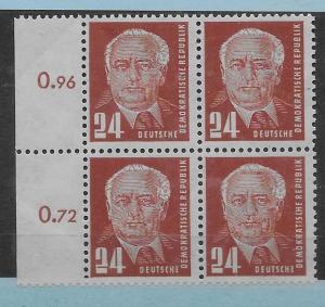 Germany DDR  55 24pf Pieck Block of 4 MNH