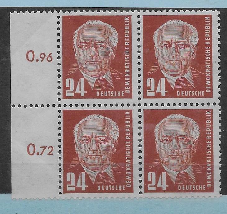 Germany DDR  55 24pf Pieck Block of 4 MNH