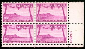 US #C46 PLATE BLOCK, SUPERB mint never hinged,  post office fresh,  super sel...