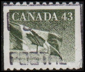 Canada 1395 - Used - 43c Flag (H. Coil) (1992) +