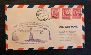 1931 Indianapolis Indiana First Flight AM 34 Cover to Long Beach California