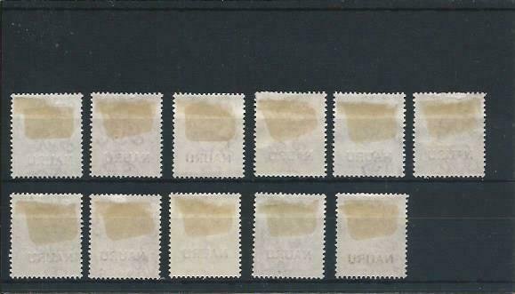 NAURU 1916-23 SET OF ELEVEN (1s VALUE SPECIMEN) MM SG 1/12 CAT ~£225