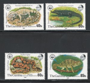 Gambia 1981 Wildlife Fund Emblem & Reptiles Scott # 432 - 435 MH