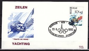 Belgium, Scott cat. B1012. Yachting value from Sports issue. First day cover. ^