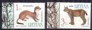 Lithuania 2002 Nature Protection Red Book Lynx Ermine Sc.720/1 MNH