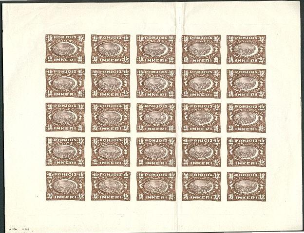 NORTH INGERMANLAND, 8-14, Complete set IMPERF SHEETS of 25 - for reference only