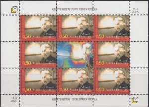 BOSNIA (Croat Admin) Sc #1 18.1 ALBERT EINSTEIN FULL SHEET of 8 + LABEL