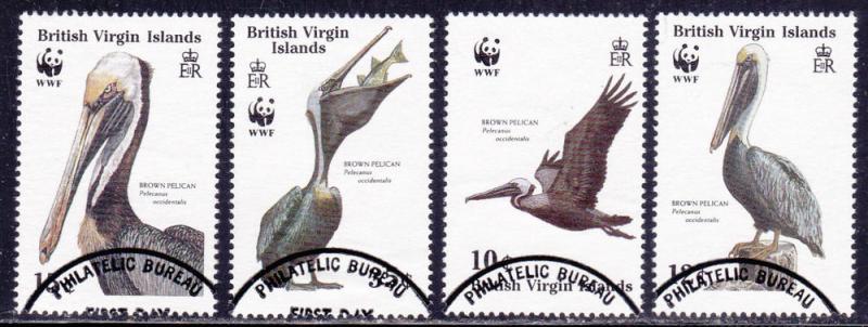 WWF - Virgin Islands # 621-624, Brown Pelicans, Used Set