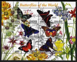 MALAWI - 2011 - Butterflies of the World  #2 - Perf 6v Sheet - MNH-Private Issue