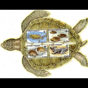 ST.THOMAS 2002 - Scott# 1431 S/S WWF-Turtles NH