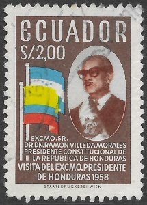 Ecuador Scott 640 Used, 2.00s Flag issue of 1958