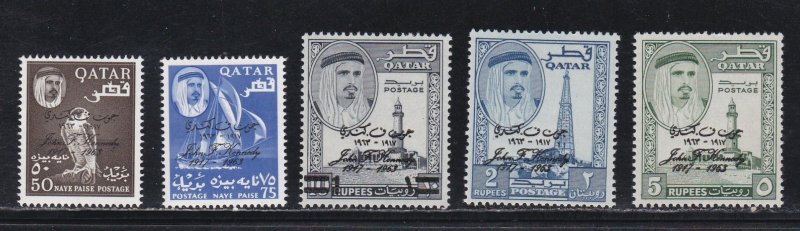 Qatar # 42-46, John F. Kennedy Overprints, NH, 1/2 Cat.