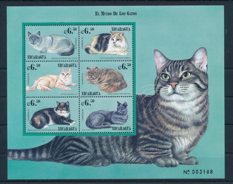 [38398] Nicaragua 2000 Animals Cats MNH Sheet