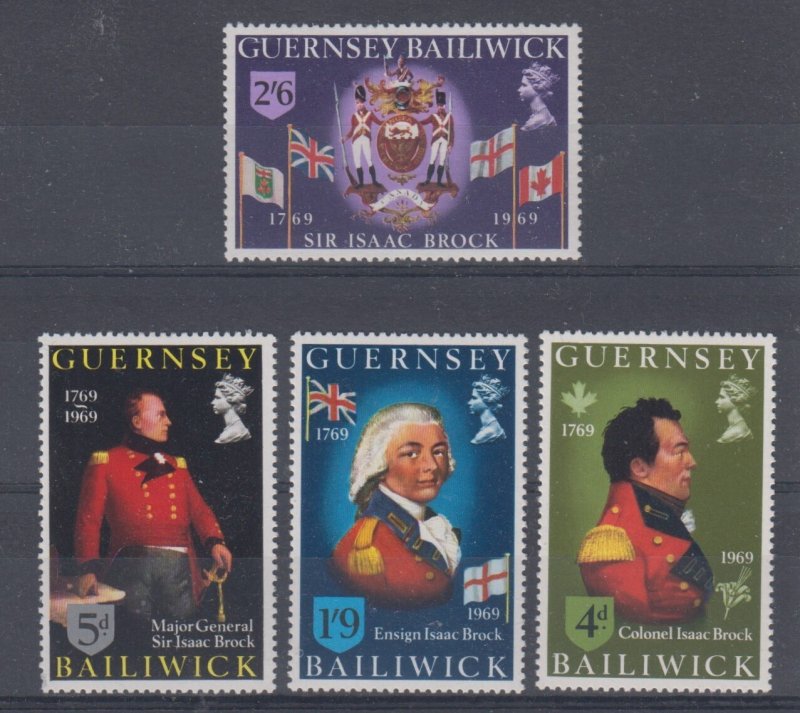 Guernsey 1969 Set 4 Isaac Brock superb Mint NHM