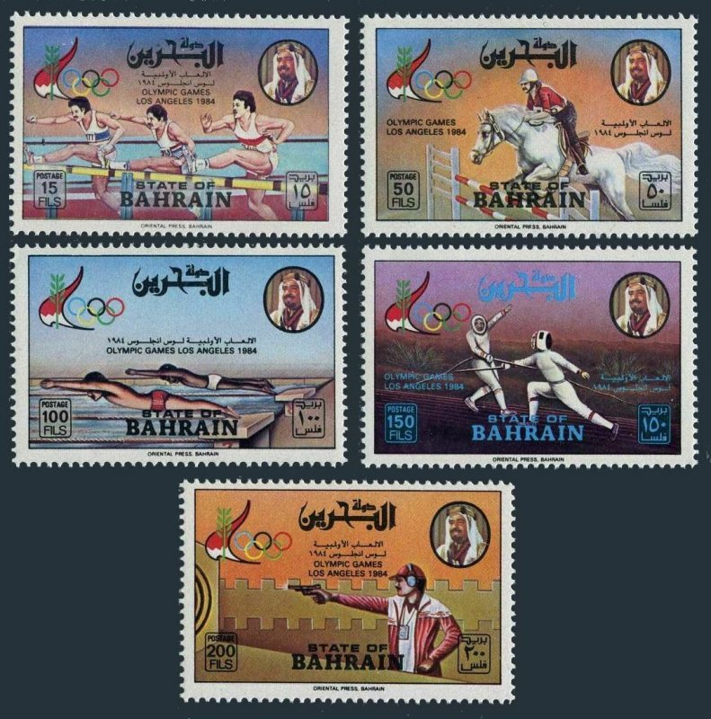 Bahrain 305-309,MNH.Michel 346-350. Olympics Los Angeles-1984.Equestrian,Fencing