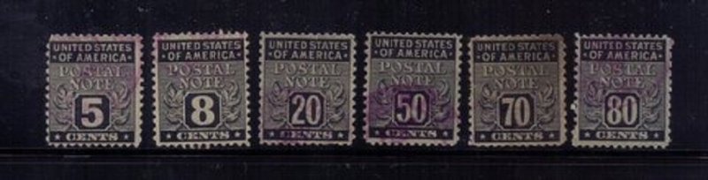 US Scott #PN5,PN8,PN13,PN14,PN16,PN17 Used 6EA Postal Note Stamps F-VF