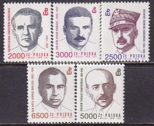 Poland 1991 Sc 3059-63 World War 2 Commanders Stamp MNH