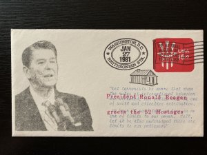 President Ronald Reagan greets 52 Hostages 1/27/1981 Event cover Unknown cachet