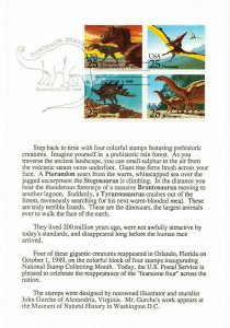 USPS Second Day Ceremony Program #2422-2425 Dinosaurs + FDC Oklahoma City 