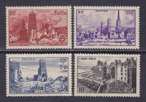 France B197-200 MNH OG 1945 WWII Suffering - Dunkirk, Rouen, Canen & Saint Maio
