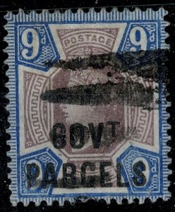 G.B. QV 1887-90 9d PURPLE & BLUE Optd GOVT. PARCELS OFFICIAL STAMP SGO67 Wmk.49