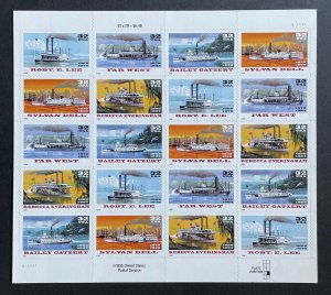 Scott 3091-3095 STEAMBOATS Pane of 20 US 32¢ Stamps MNH 1996