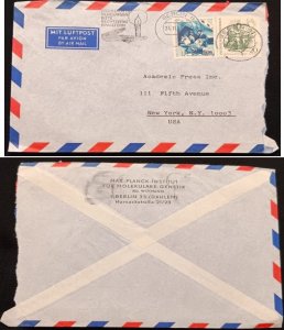 DM)1969, GERMANY-BERLIN, LETTER SENT TO U.S.A, AIR MAIL, WITH STAMPS