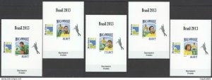 Lx124 Imperf 2013 Mozambique Football World Cup Brazil Team Uv Cardboard 5Bl Mnh